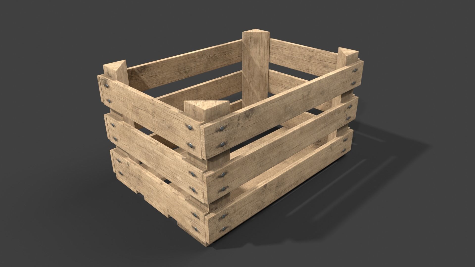 Wooden Fruit Crate Low-poly 3D model_8