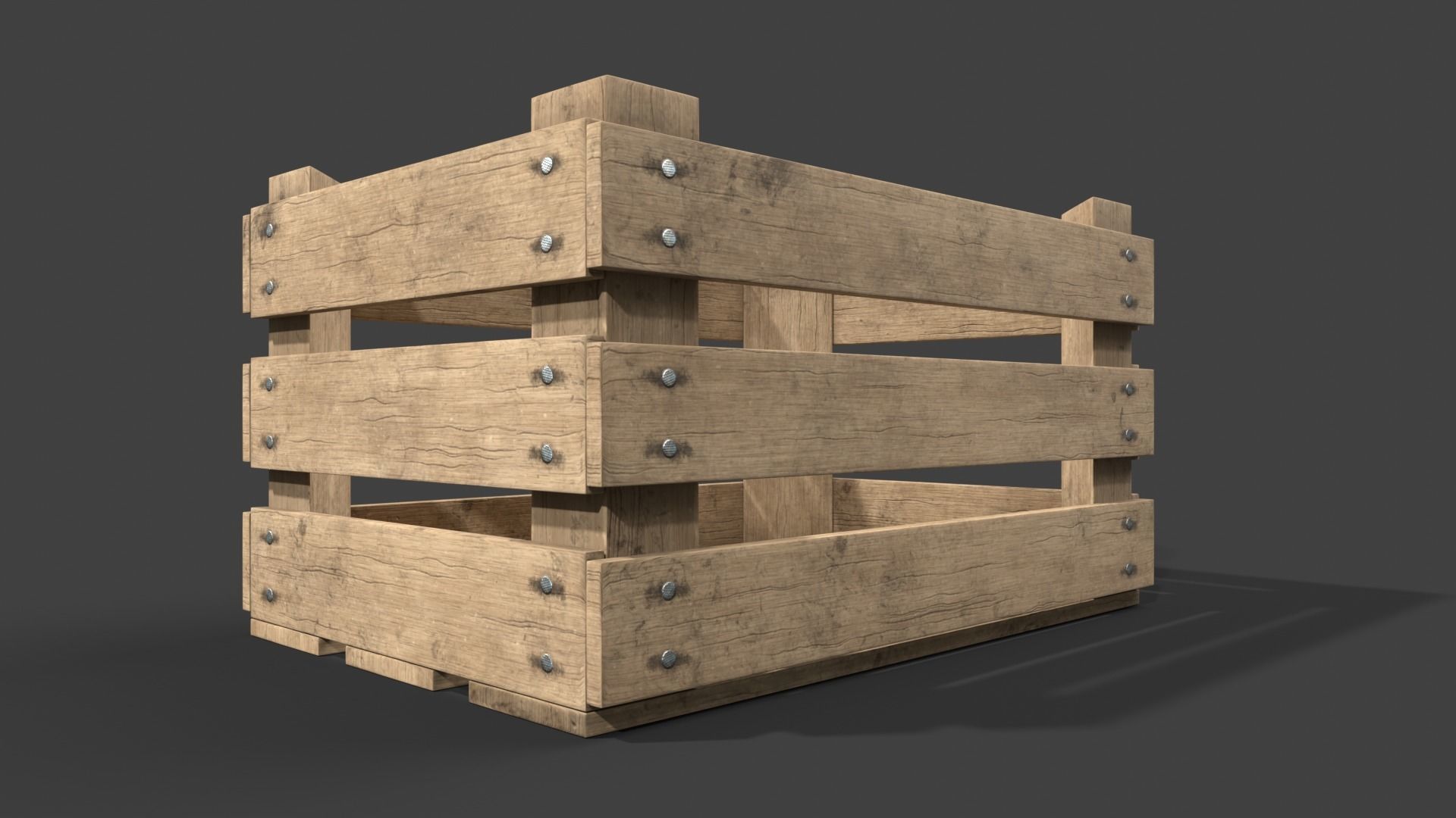 Wooden Fruit Crate Low-poly 3D model_7