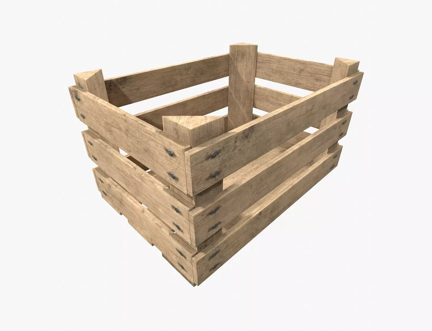 Wooden Fruit Crate Low-poly 3D model_0