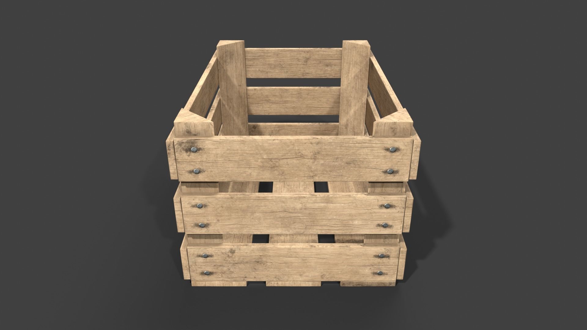 Wooden Fruit Crate Low-poly 3D model_4
