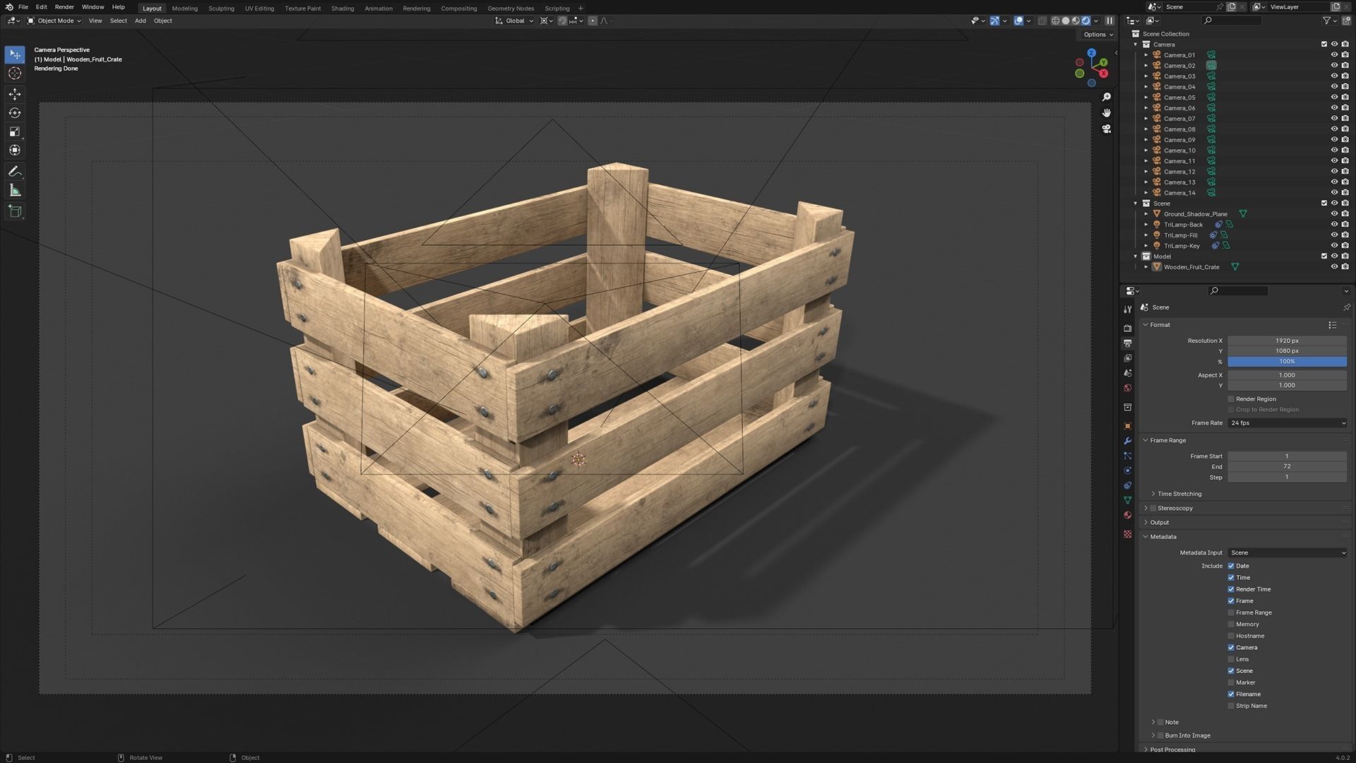 Wooden Fruit Crate Low-poly 3D model_47