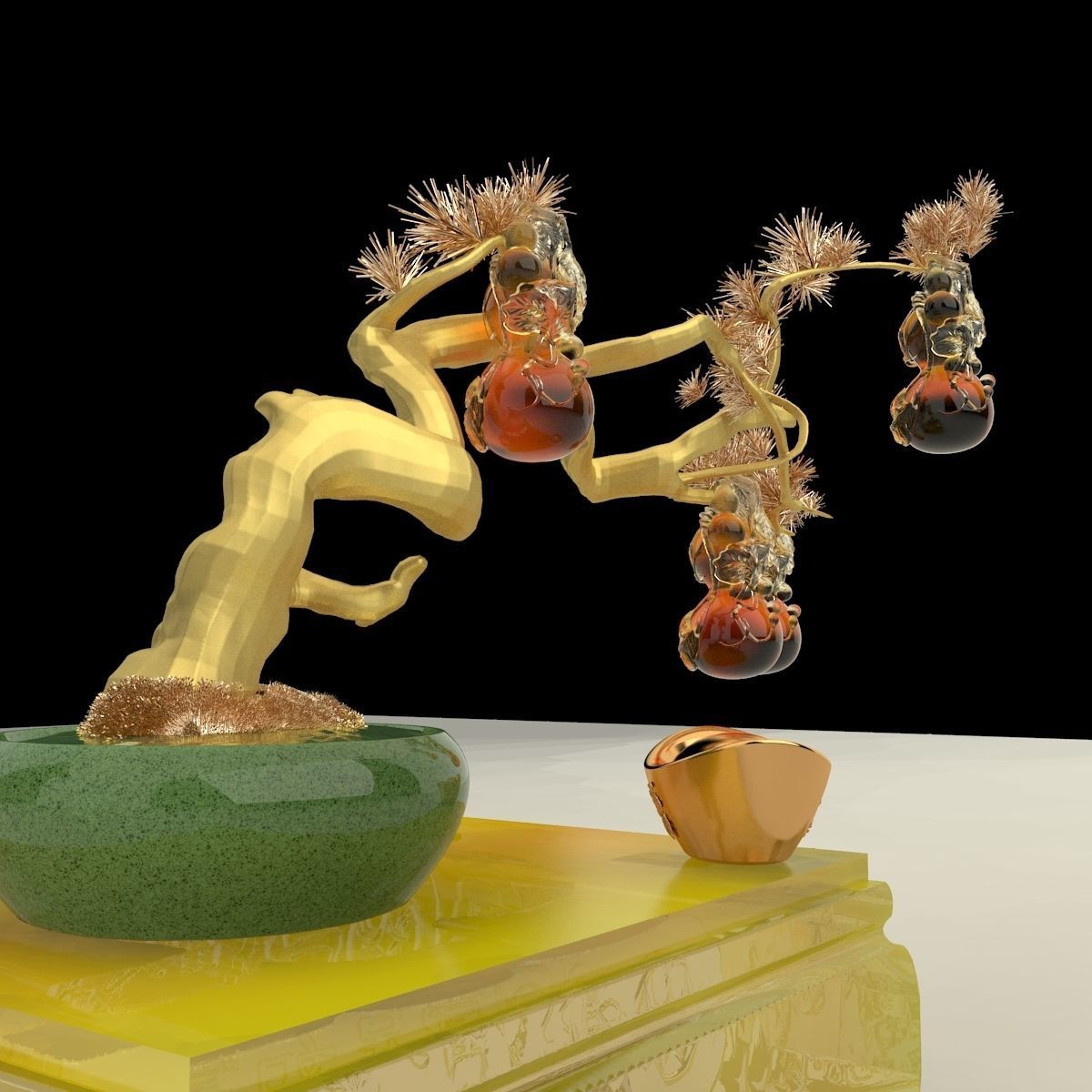 Chinese Gourd with Yuanbao 3D model_3