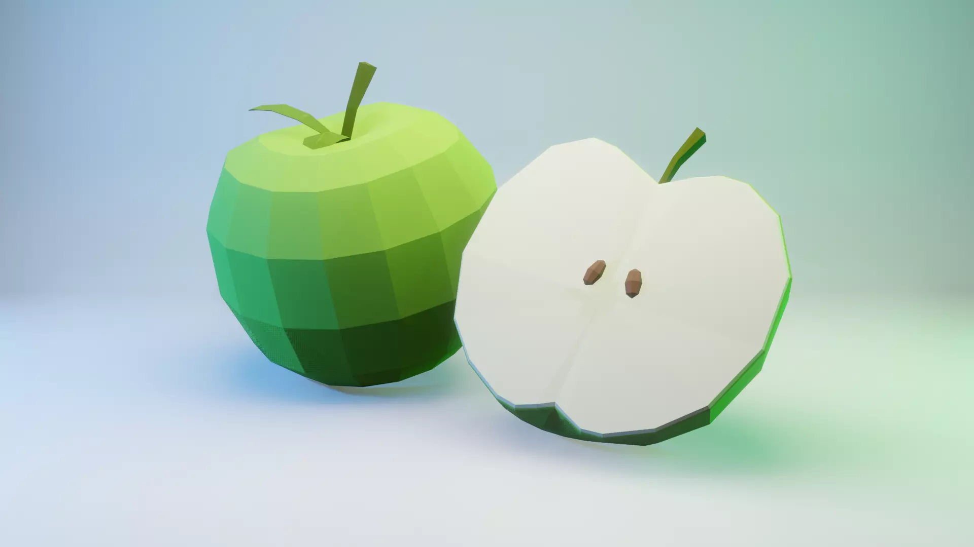 Green Apple Low-poly 3D model