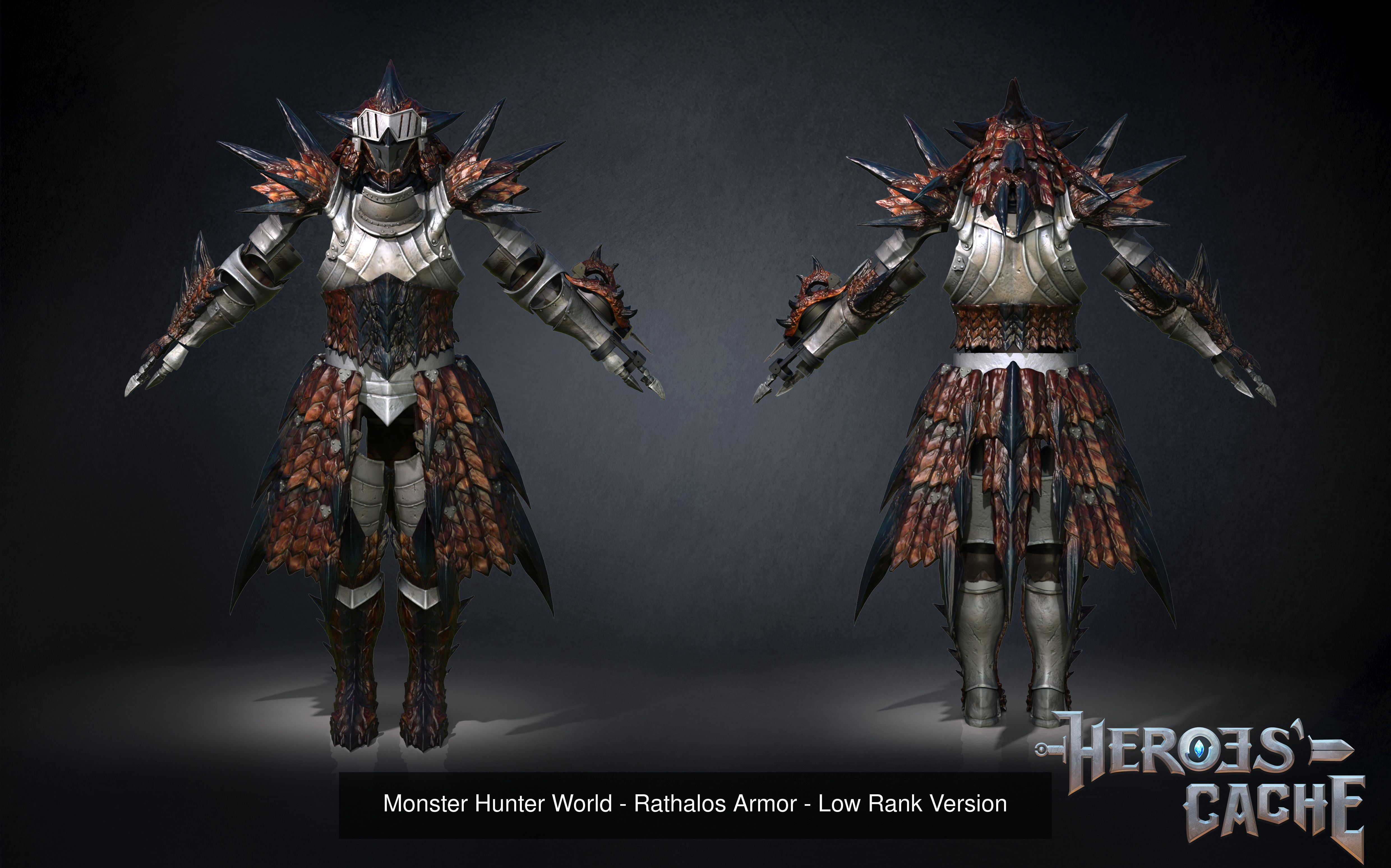 Monster Hunter World - Rathalos Charge Blade and Full Armor set 3D Model Collection_5