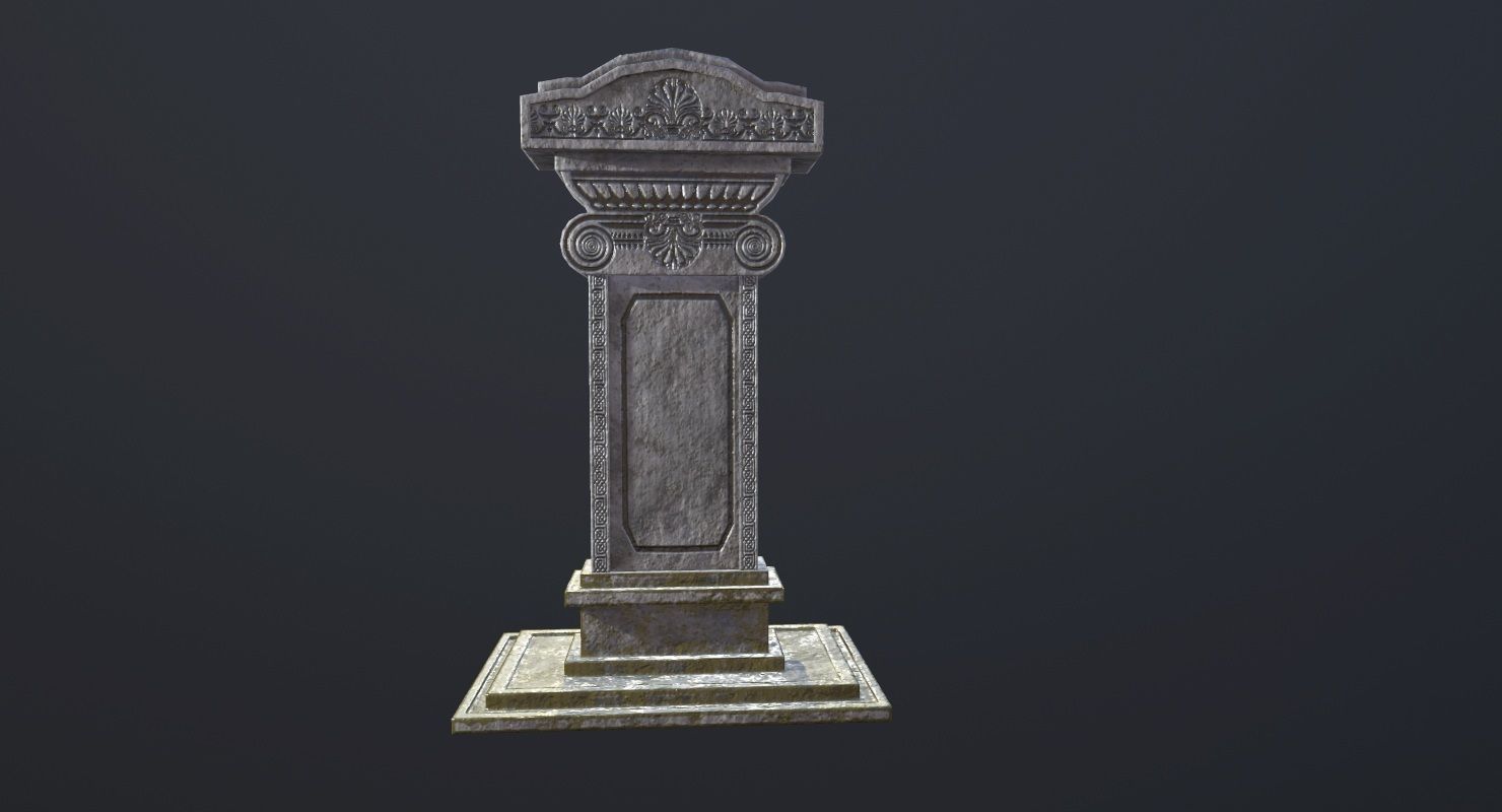 Tombstone - PBR Game Ready stone monument Low-poly 3D model_13