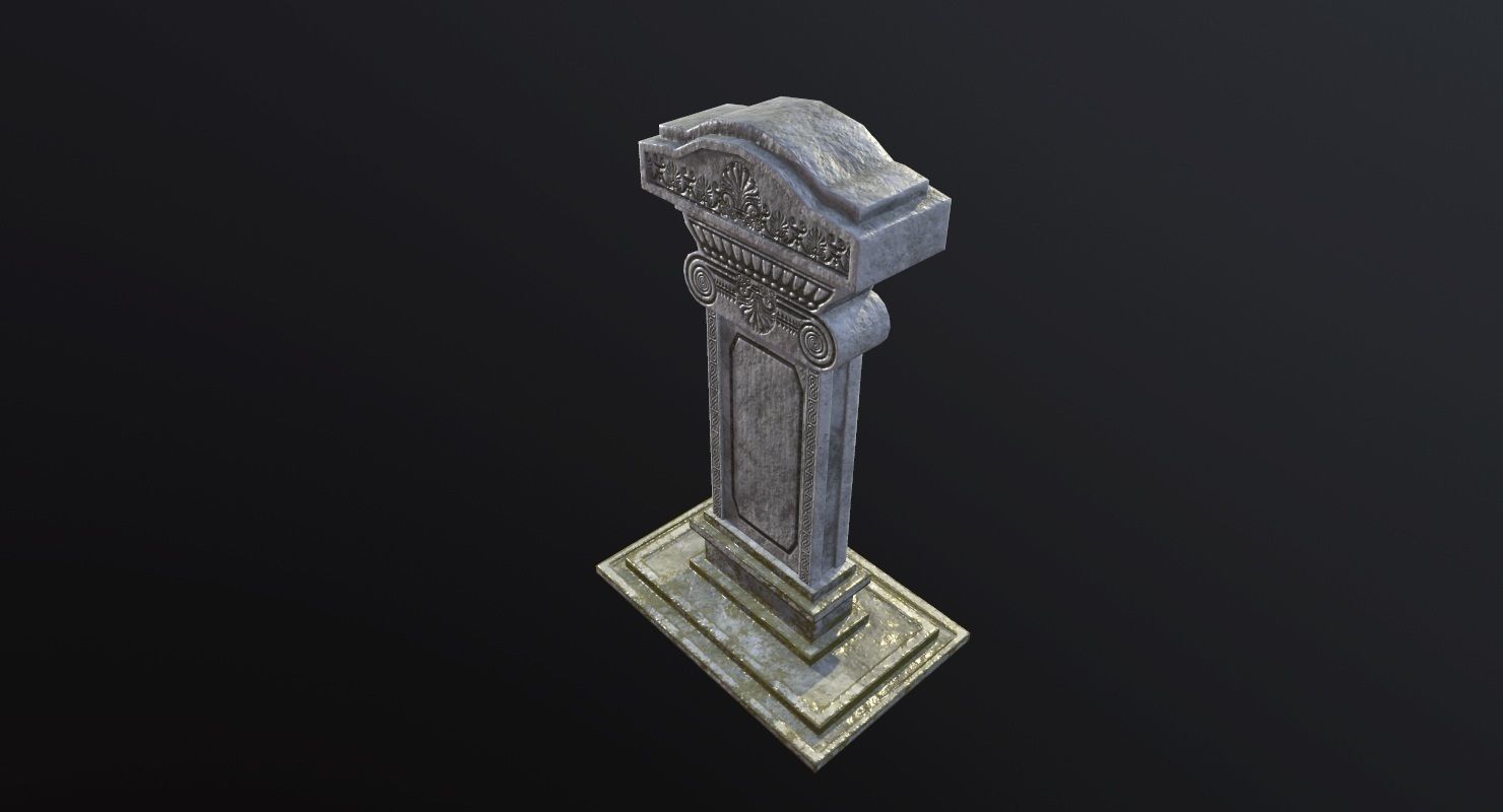 Tombstone - PBR Game Ready stone monument Low-poly 3D model_5