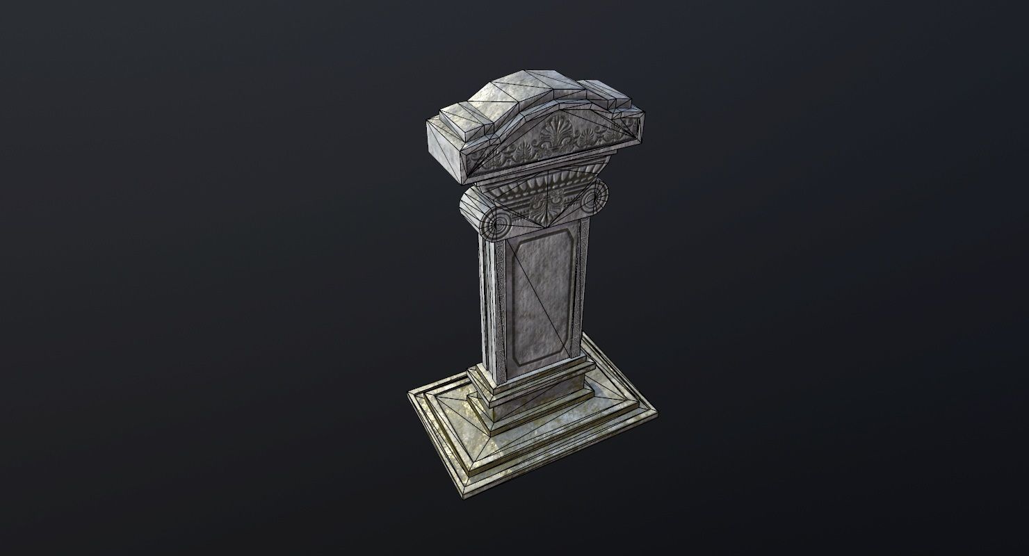Tombstone - PBR Game Ready stone monument Low-poly 3D model_16