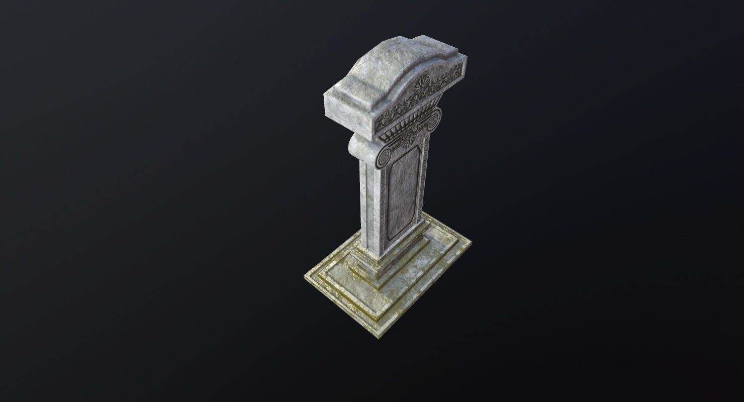 Tombstone - PBR Game Ready stone monument Low-poly 3D model_6