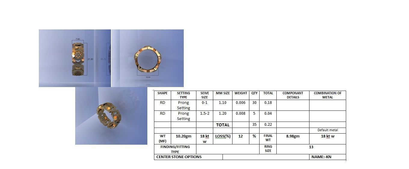  Women Band Ring 3dm stl render detail model view 3D print model_4