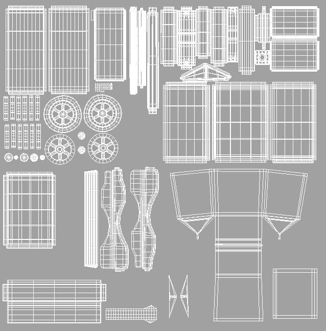 Wooden display cart 3D model_6