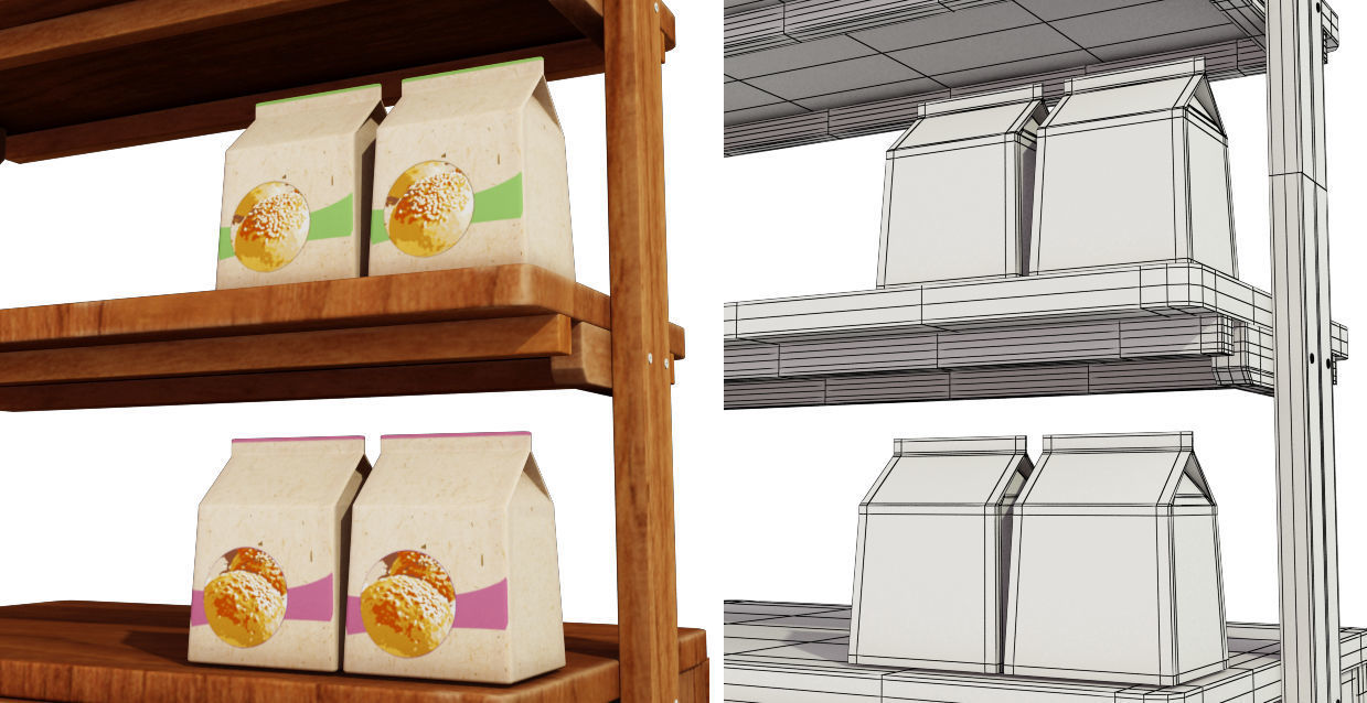 Wooden display cart 3D model_3