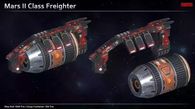 Spaceship Freighter Mars II Low-poly 3D model