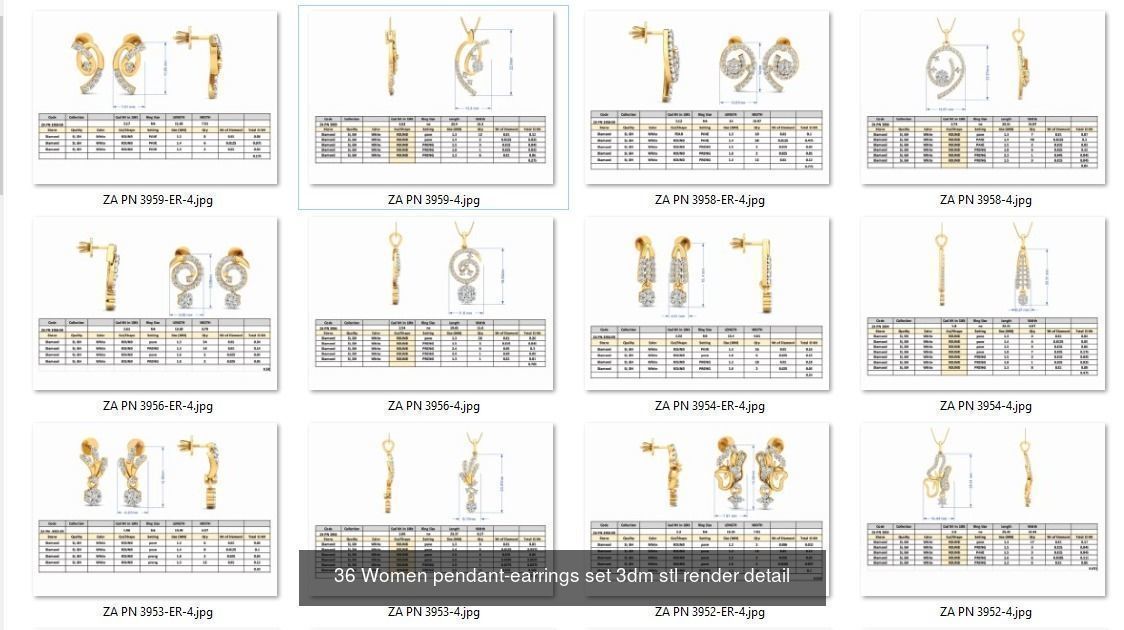 collection 642 Women pendant-earrings set 3dm _8