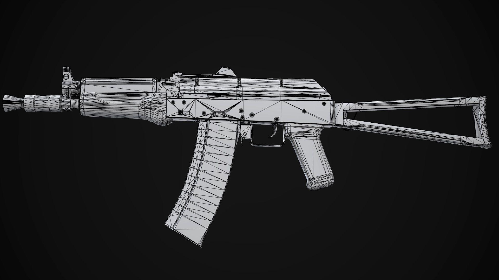 AK-74U AAA FPS Game Ready Weapon Asset Low-poly 3D model_17