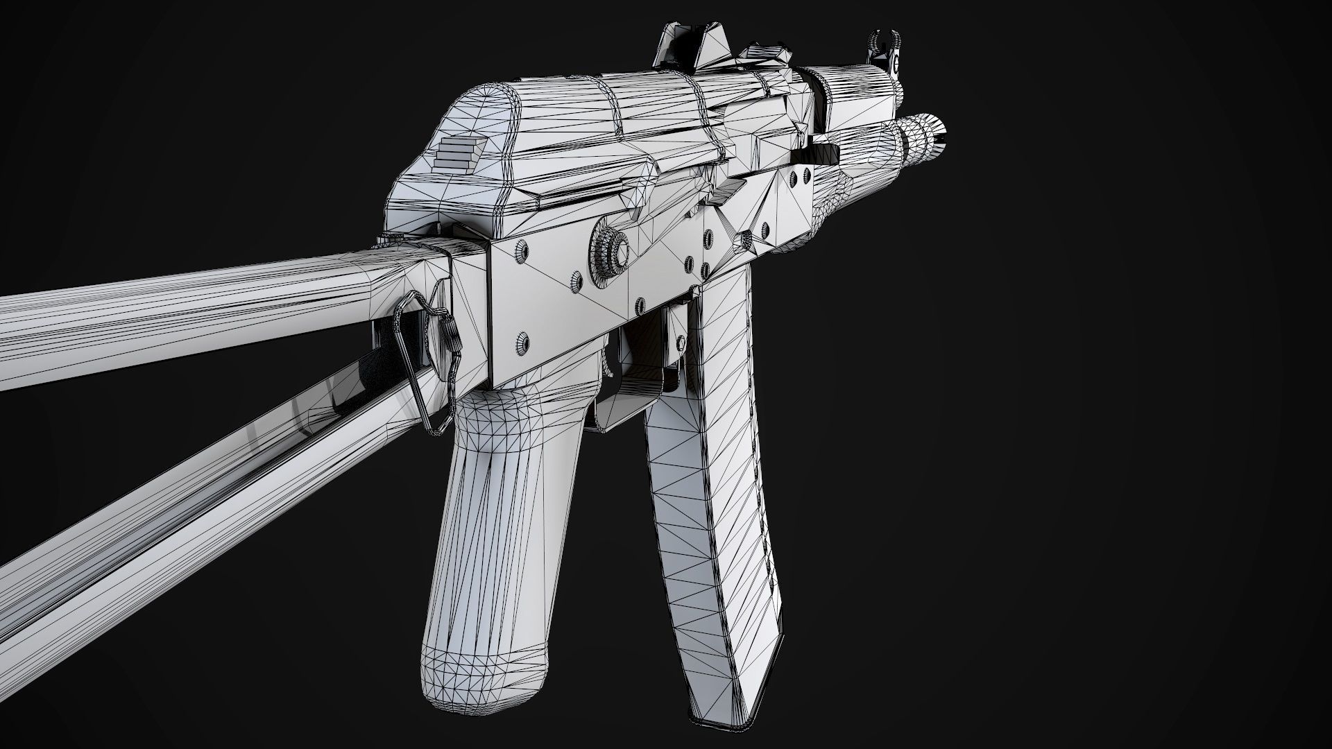 AK-74U AAA FPS Game Ready Weapon Asset Low-poly 3D model_12