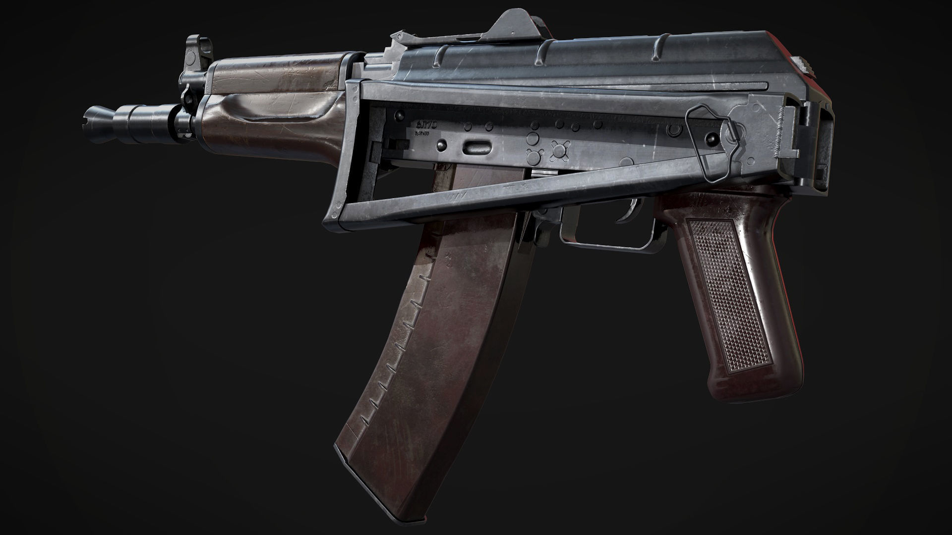 AK-74U AAA FPS Game Ready Weapon Asset Low-poly 3D model_5