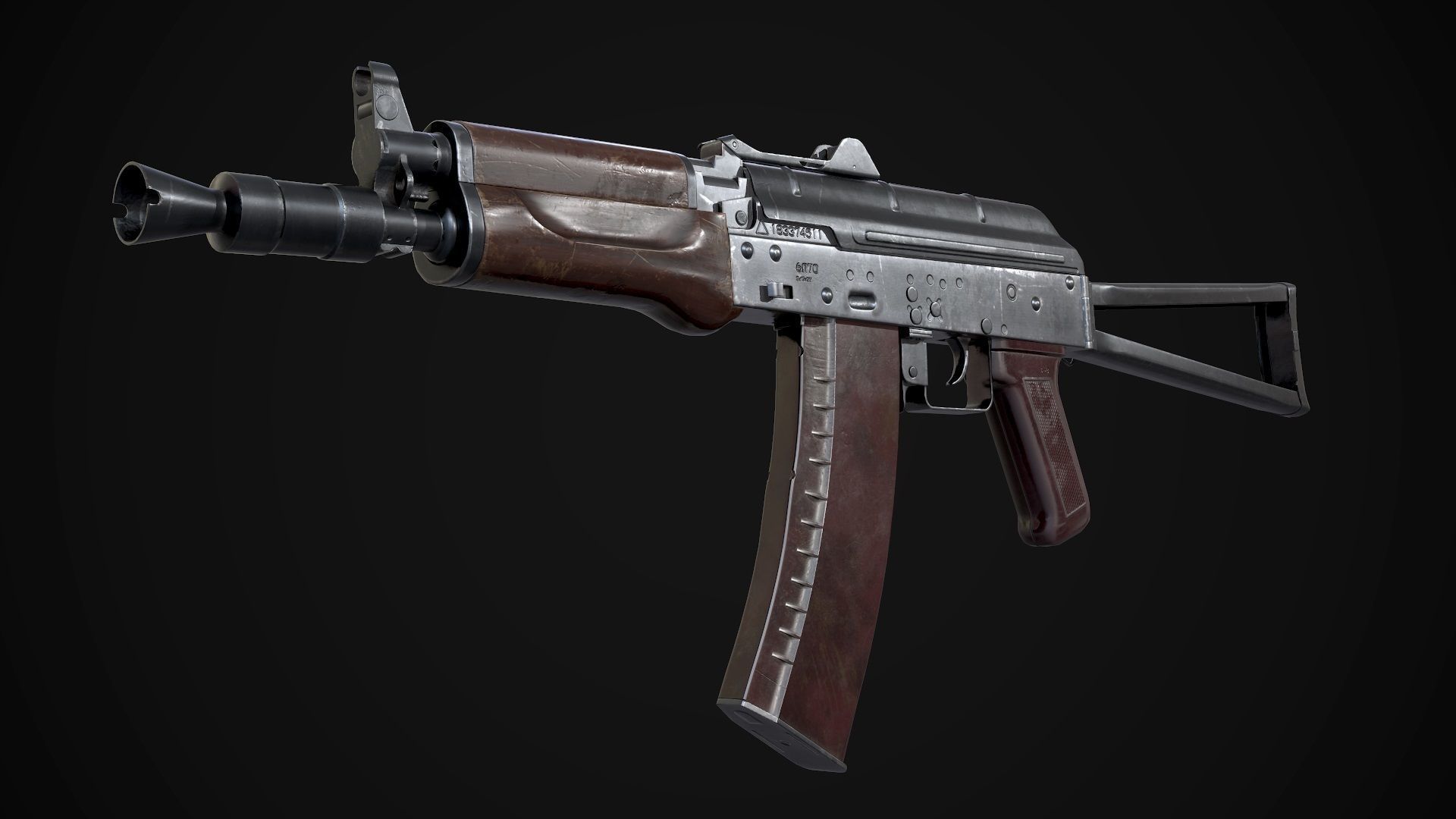 AK-74U AAA FPS Game Ready Weapon Asset Low-poly 3D model_7