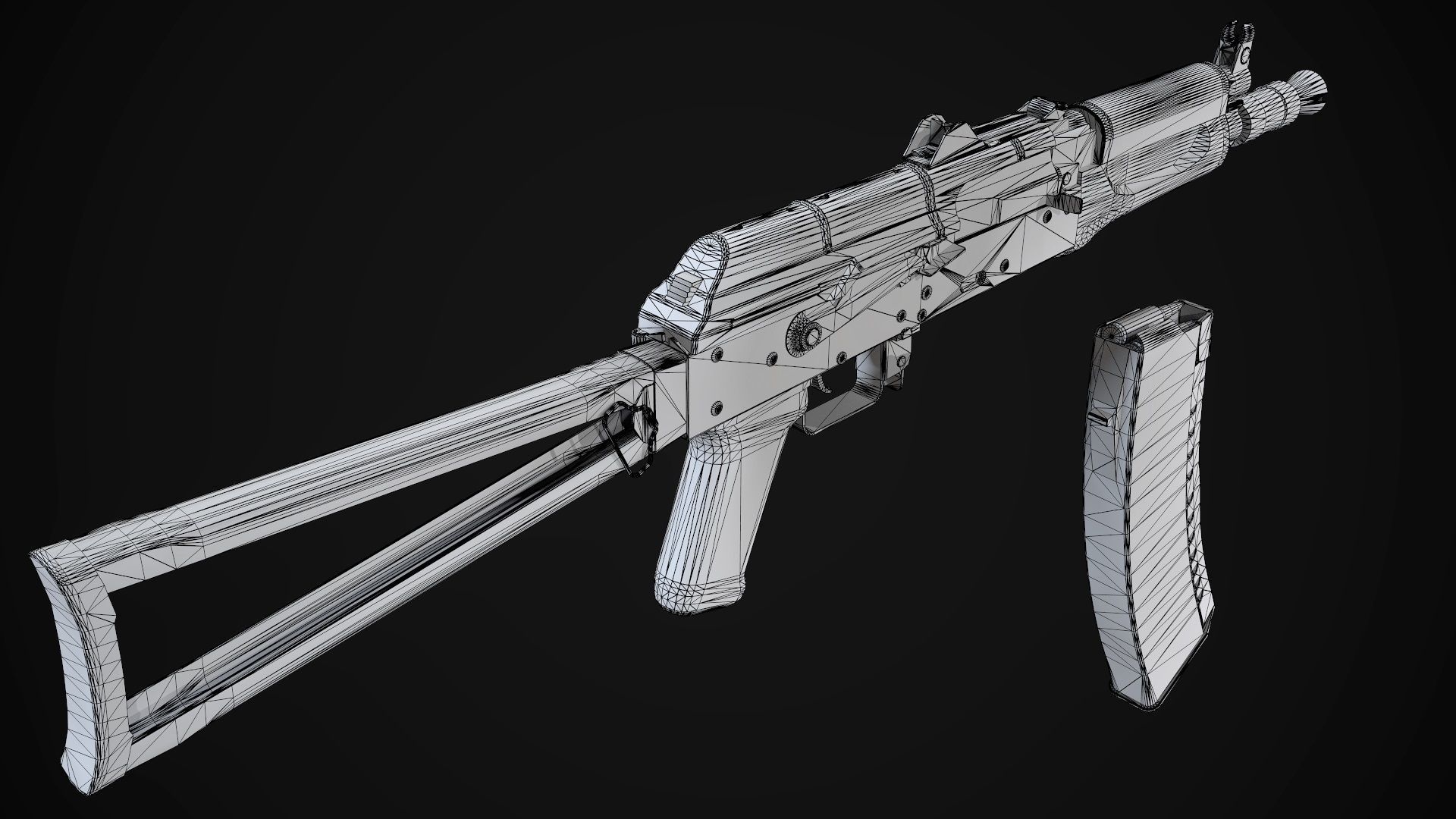 AK-74U AAA FPS Game Ready Weapon Asset Low-poly 3D model_13