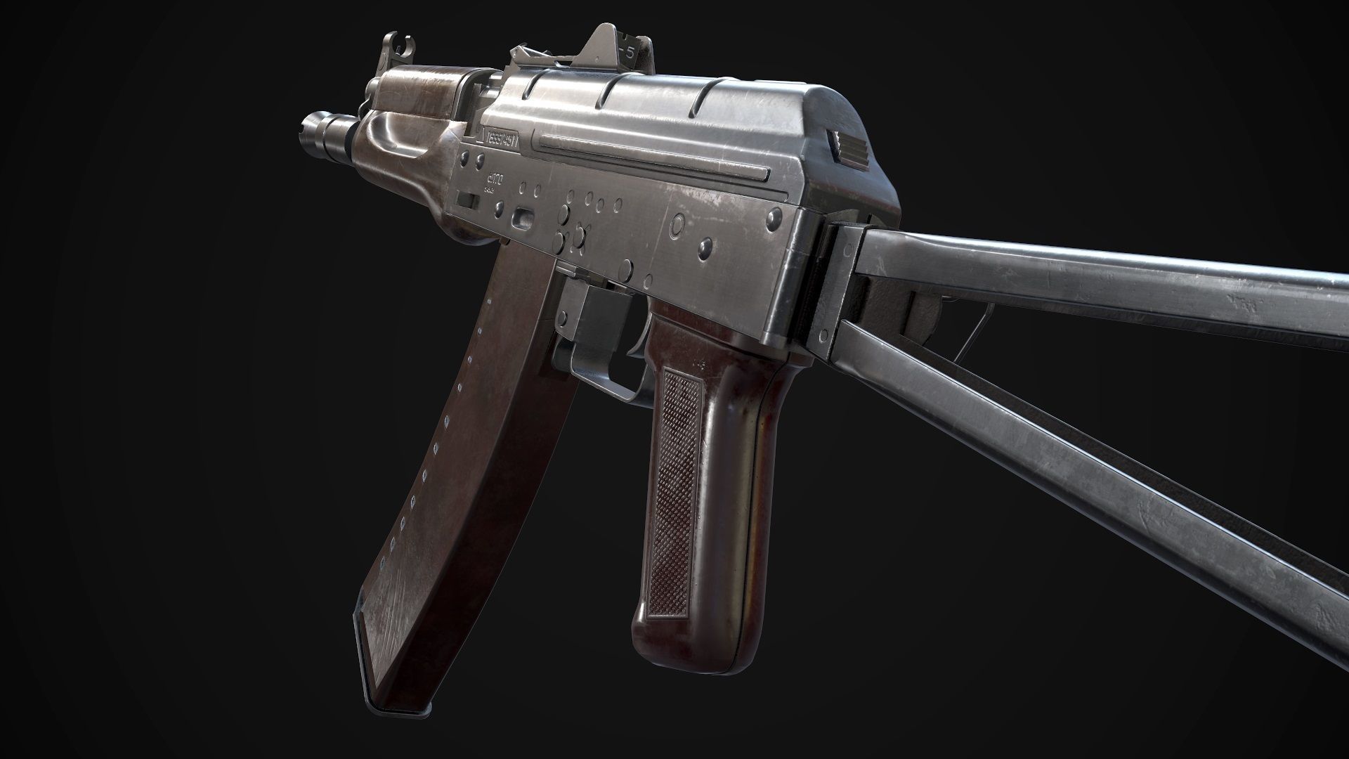 AK-74U AAA FPS Game Ready Weapon Asset Low-poly 3D model_10