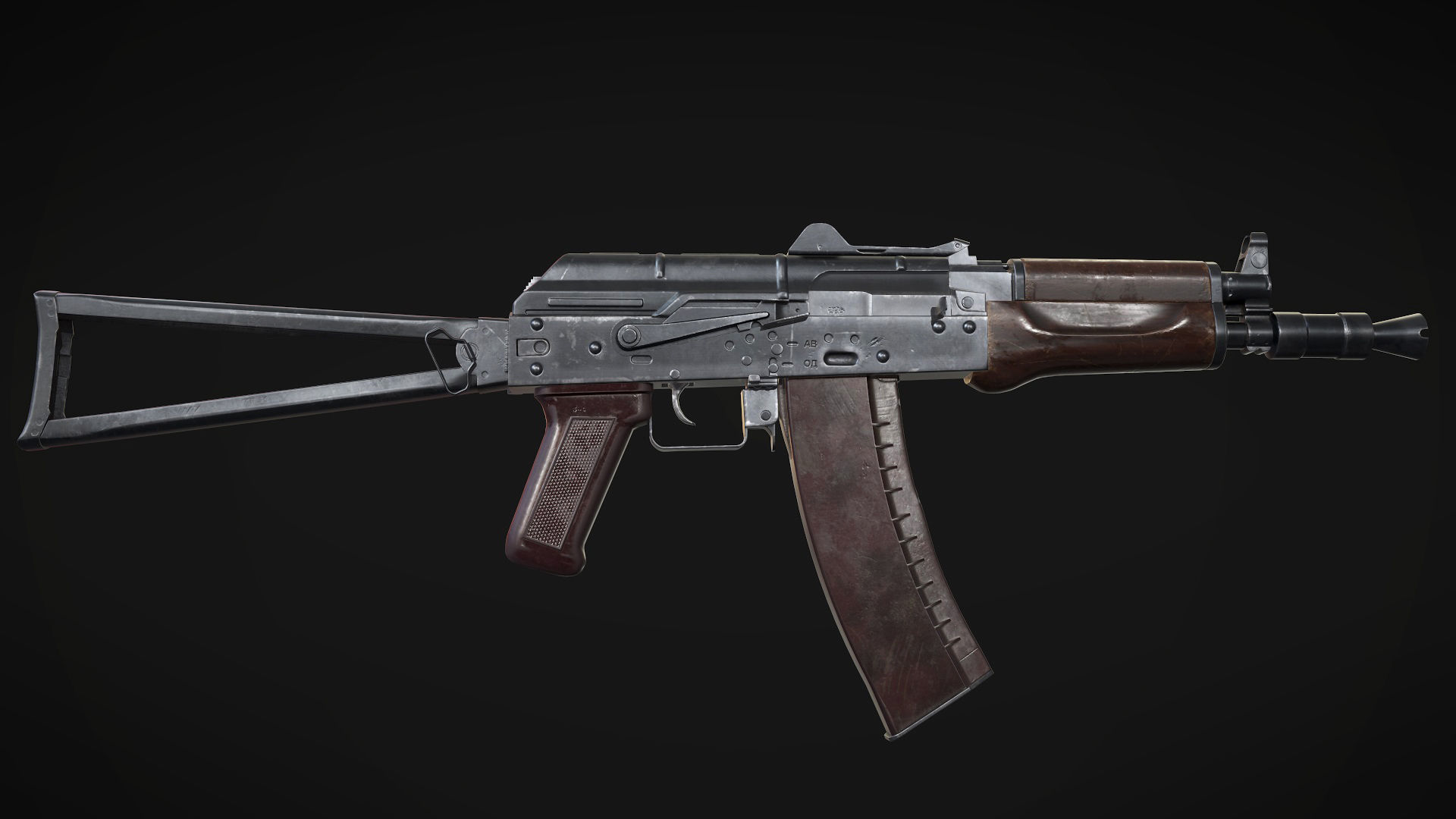 AK-74U AAA FPS Game Ready Weapon Asset Low-poly 3D model_3