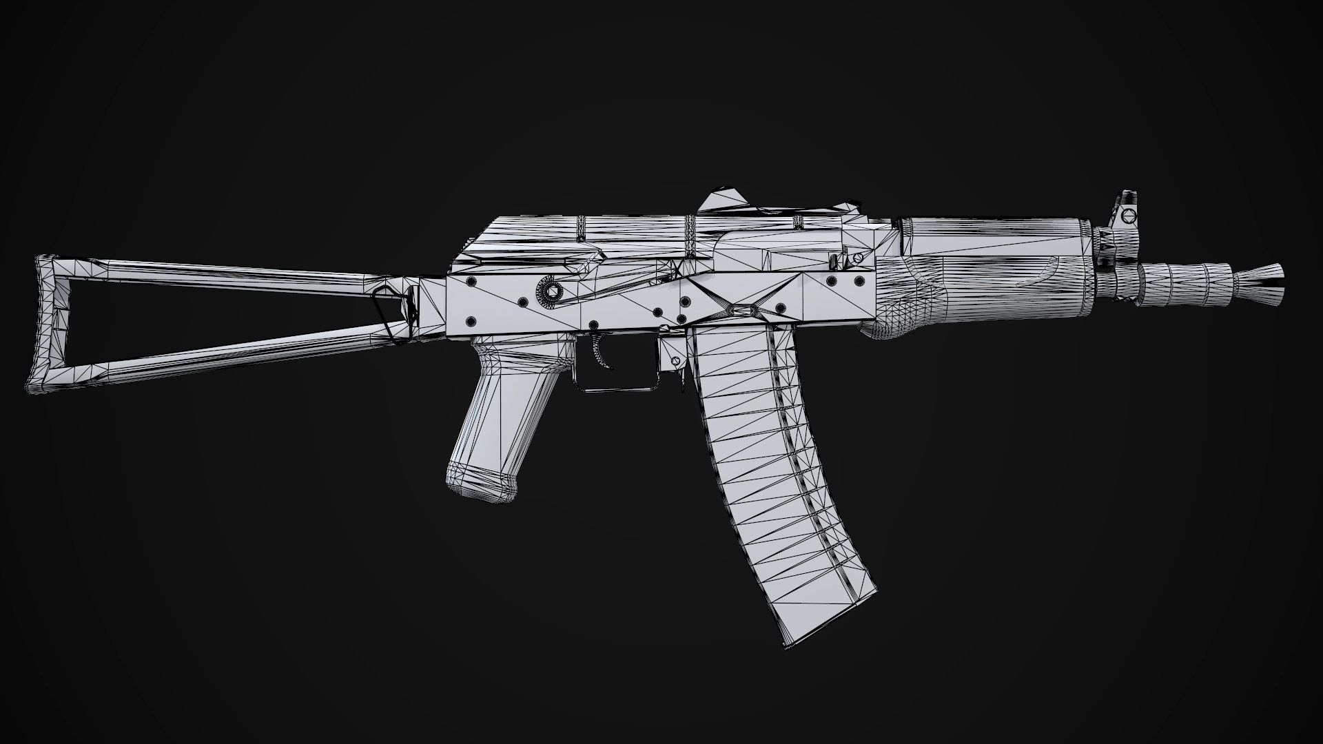AK-74U AAA FPS Game Ready Weapon Asset Low-poly 3D model_11