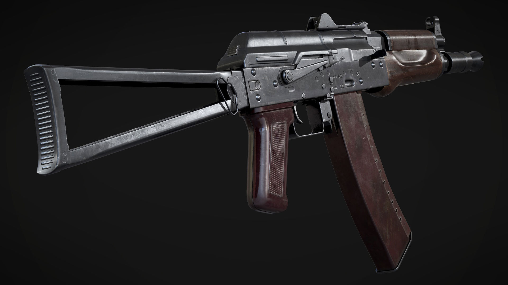 AK-74U AAA FPS Game Ready Weapon Asset Low-poly 3D model_4
