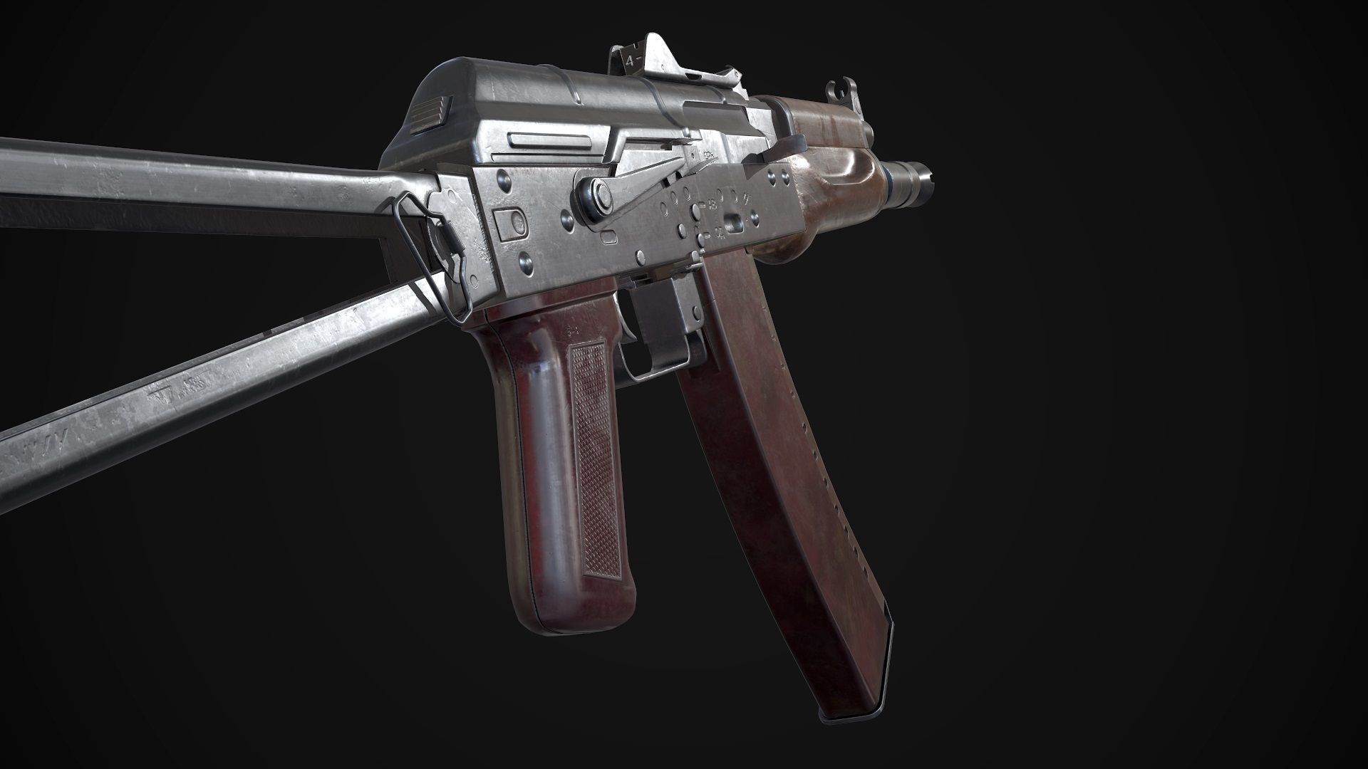 AK-74U AAA FPS Game Ready Weapon Asset Low-poly 3D model_9