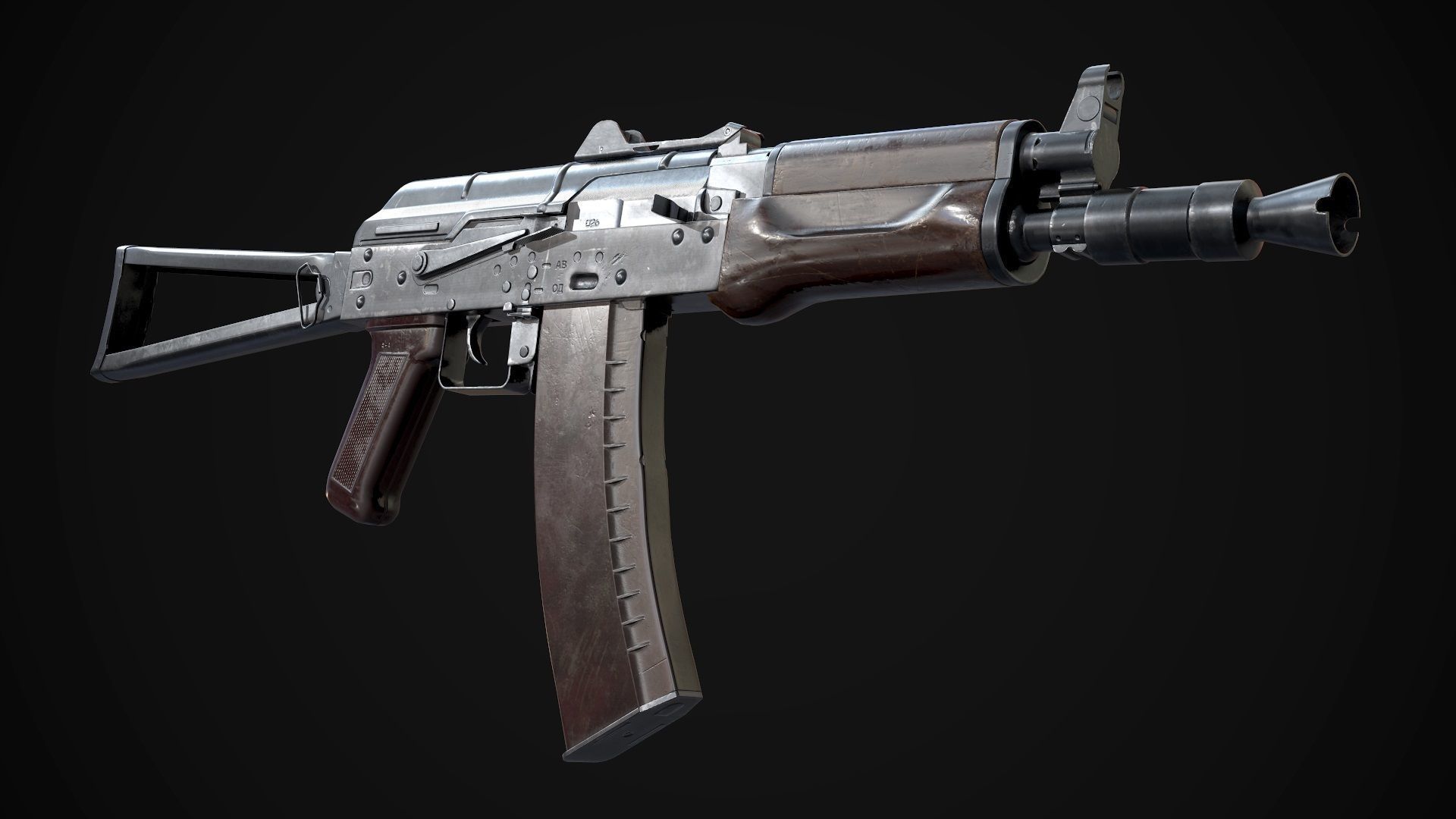 AK-74U AAA FPS Game Ready Weapon Asset Low-poly 3D model_8