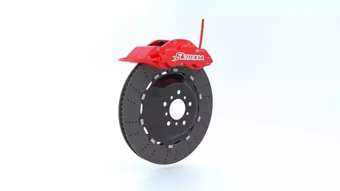 Car brake disc and caliper 3D model
