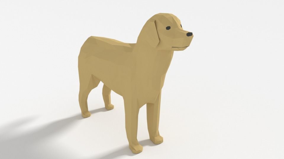 Low Poly Cartoon Labrador Low-poly 3D model_2