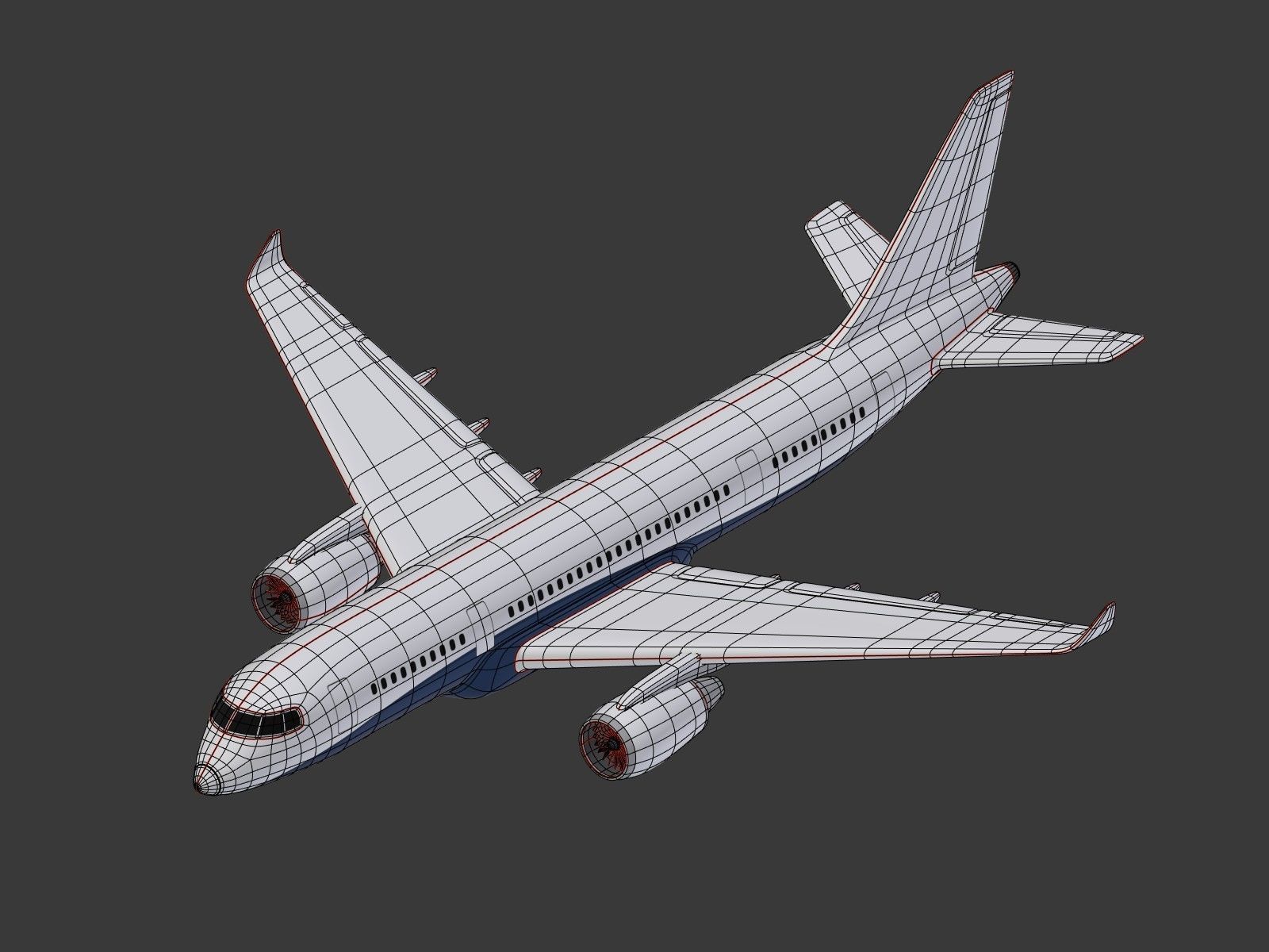 Generic Airliner - Plane - Airplane -- LowPoly Low-poly 3D model_11
