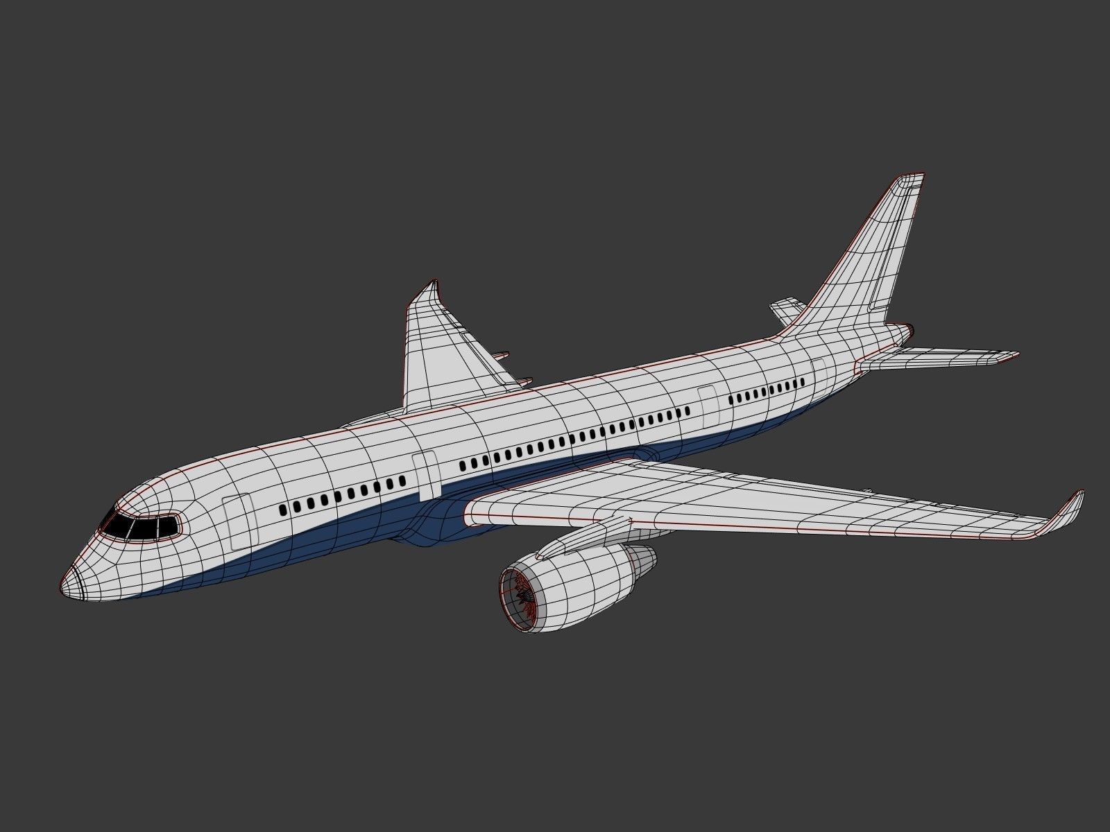 Generic Airliner - Plane - Airplane -- LowPoly Low-poly 3D model_3