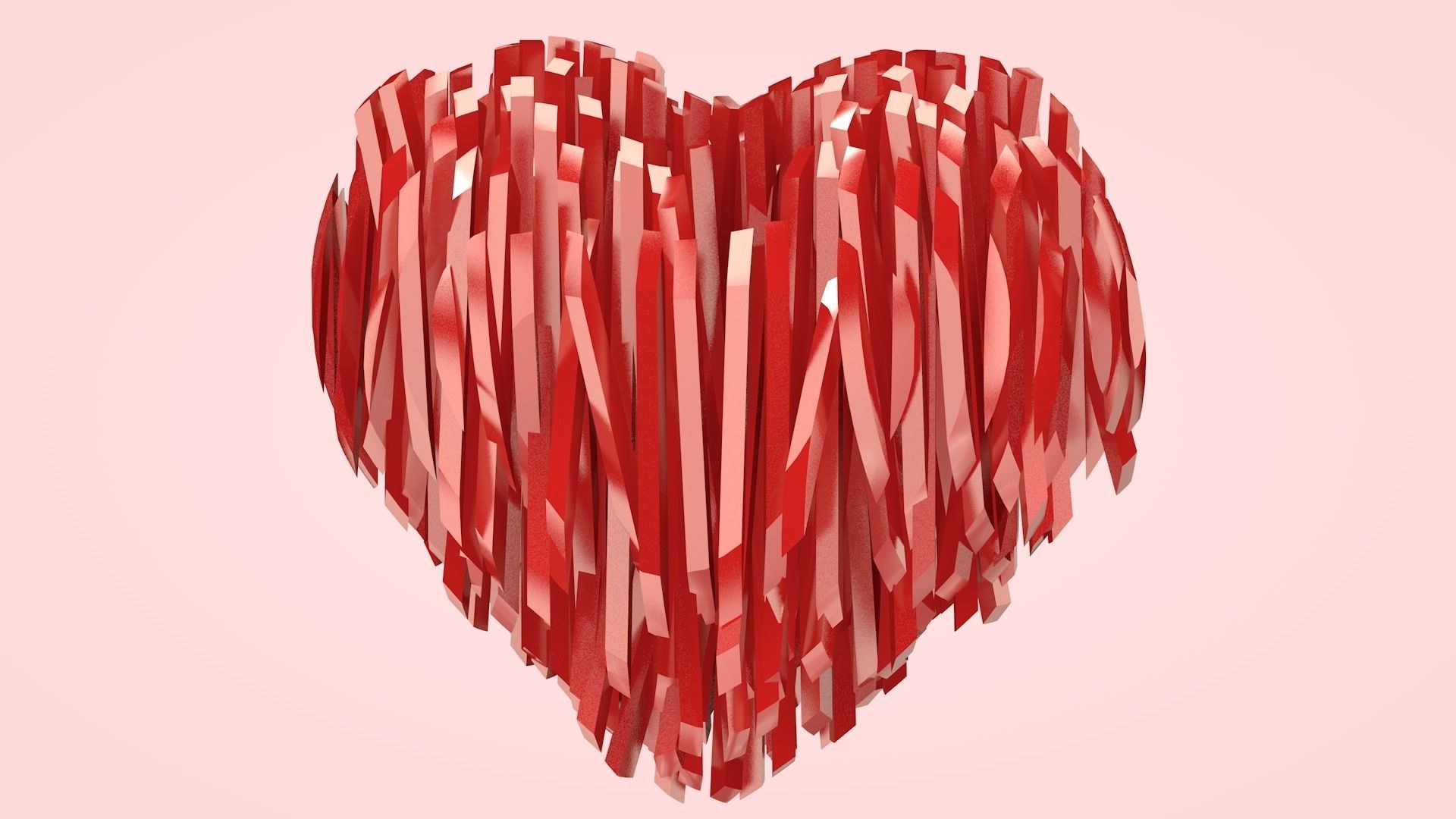 Heart Strips Low-poly 3D model_1
