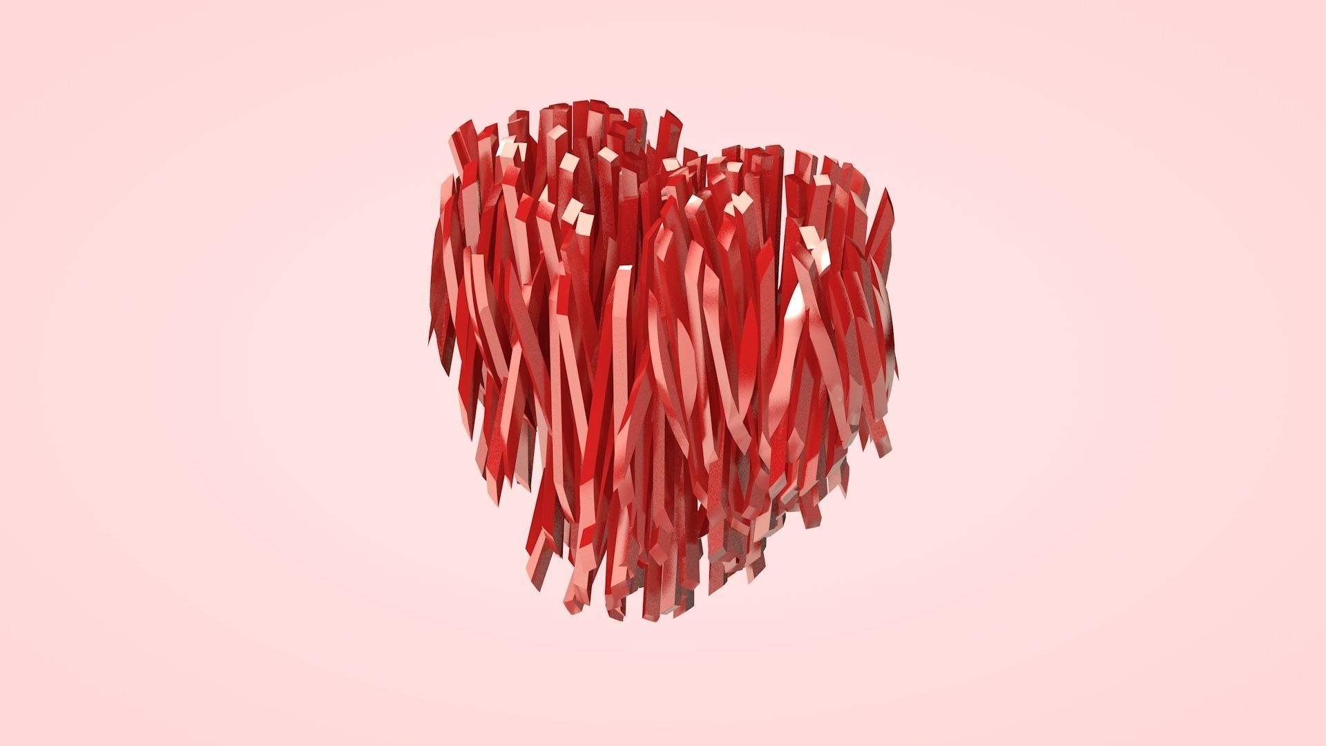 Heart Strips Low-poly 3D model_3