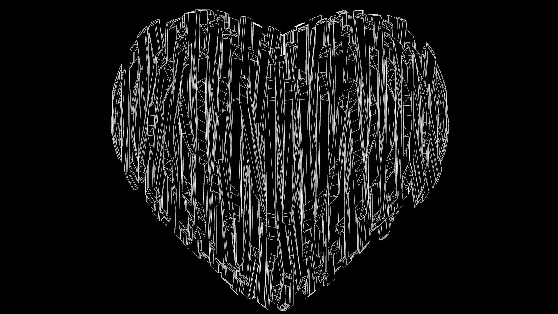 Heart Strips Low-poly 3D model_6