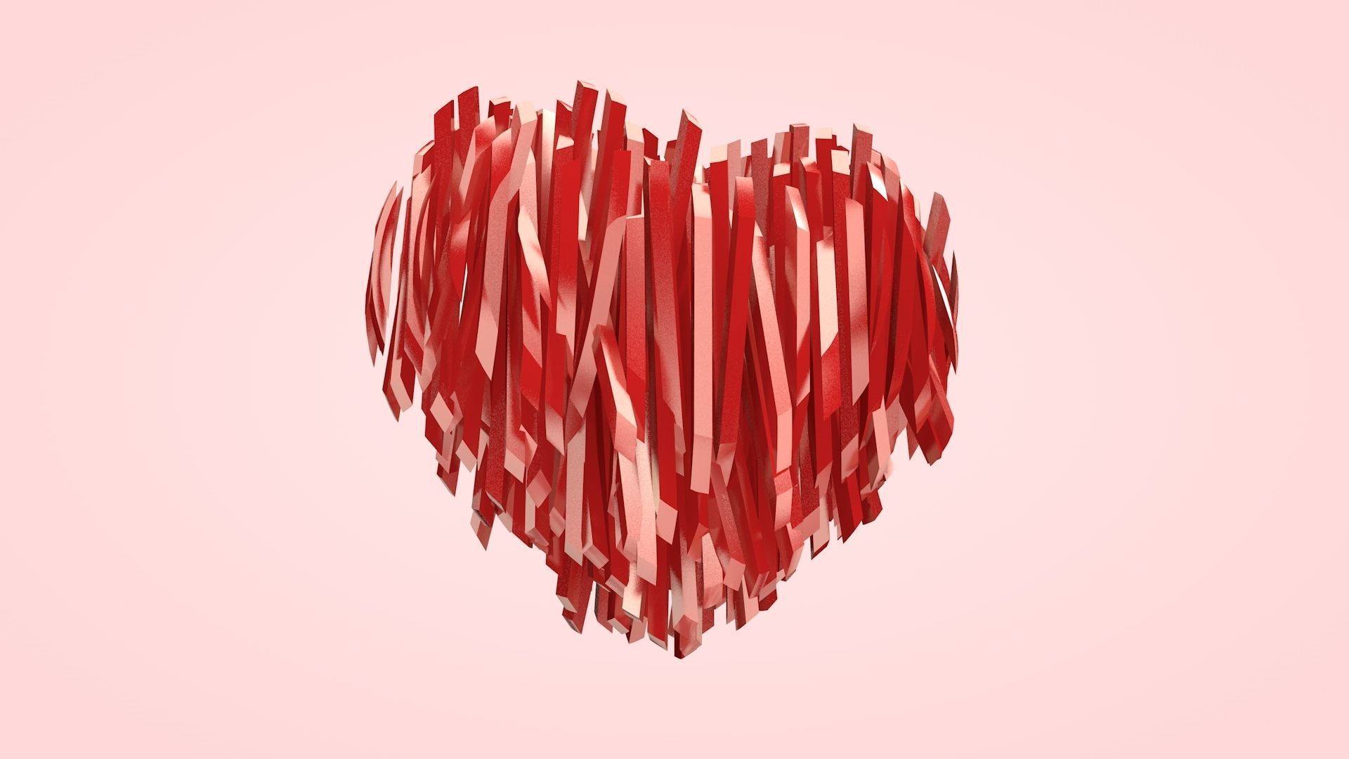 Heart Strips Low-poly 3D model_4