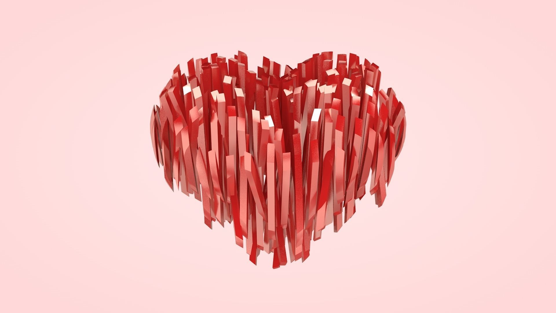 Heart Strips Low-poly 3D model_5