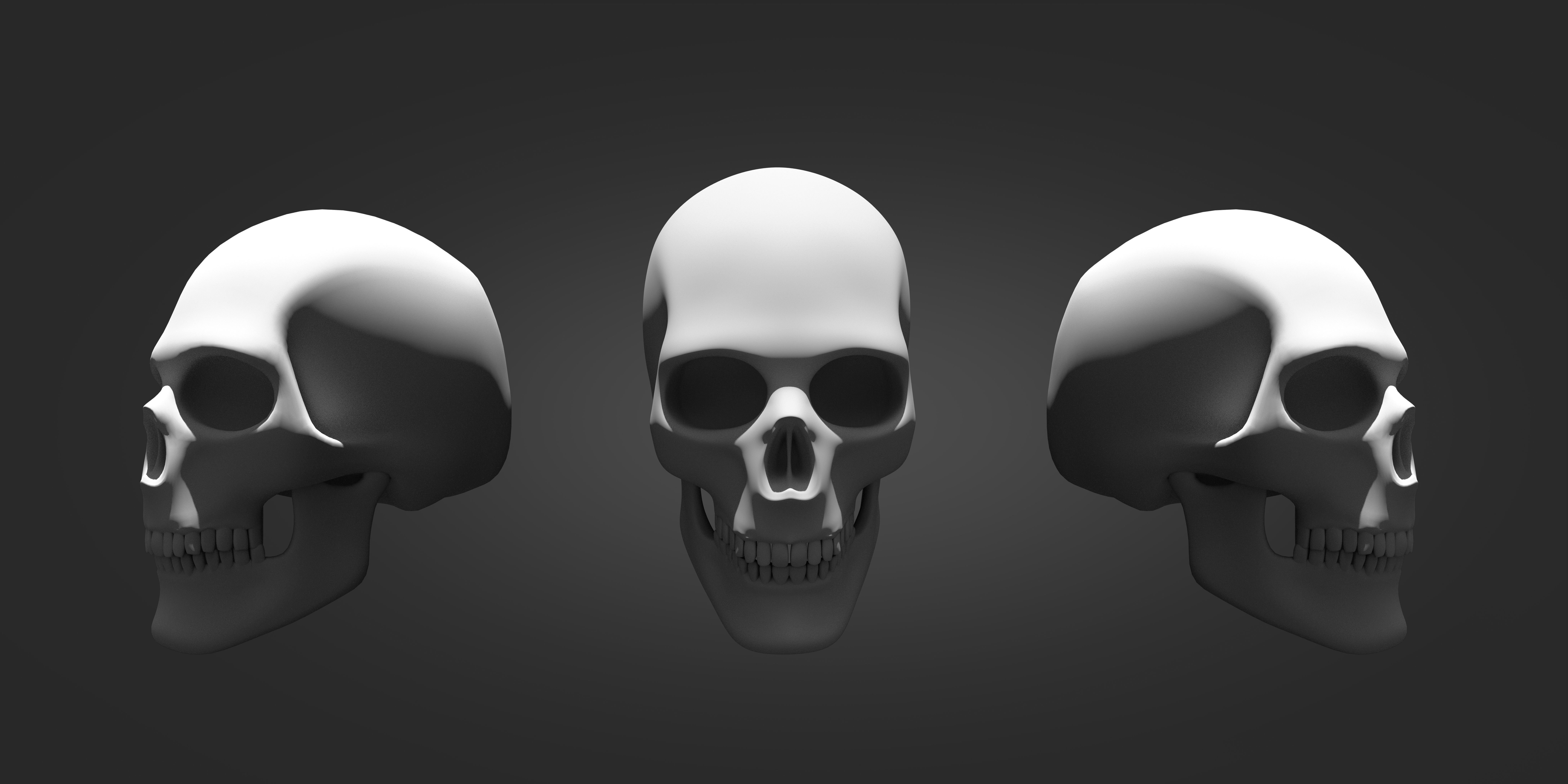 Skull two human skulls 3D print model_2