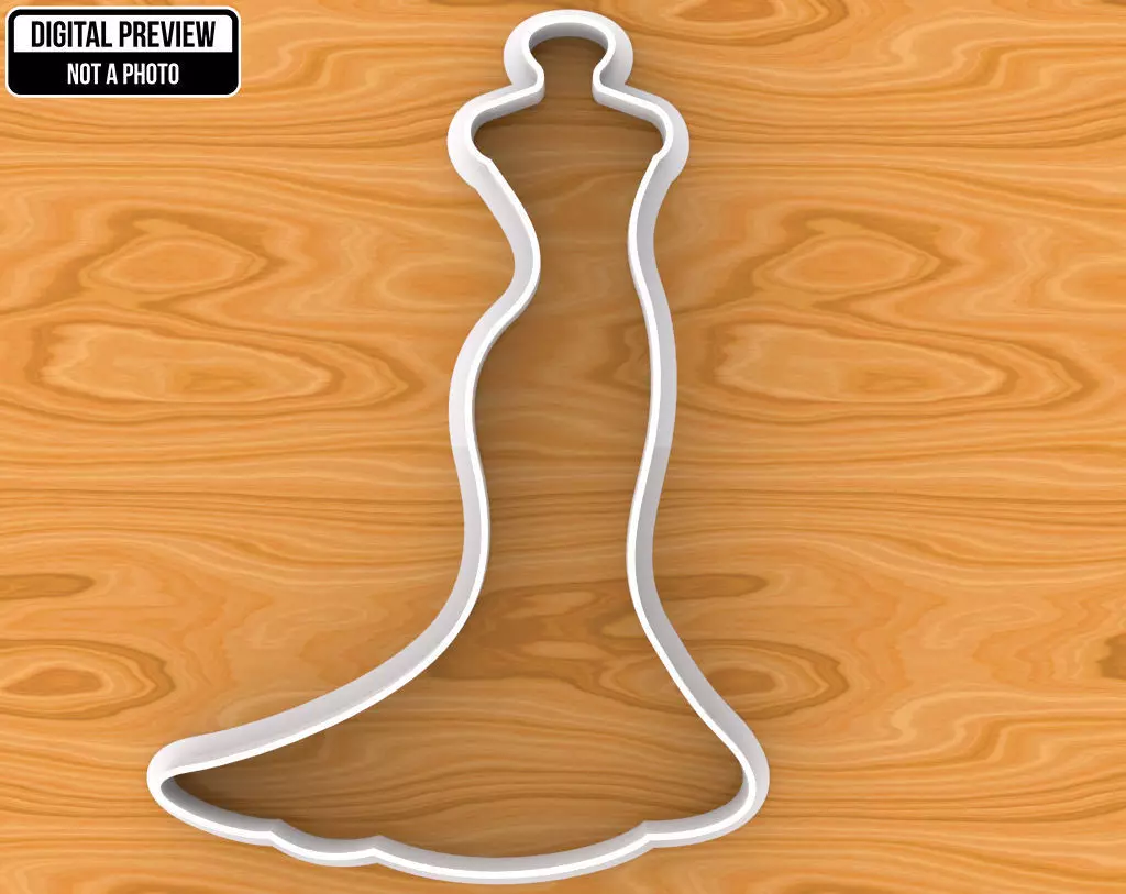 Wedding Dress Cookie Cutter 3D print model_0