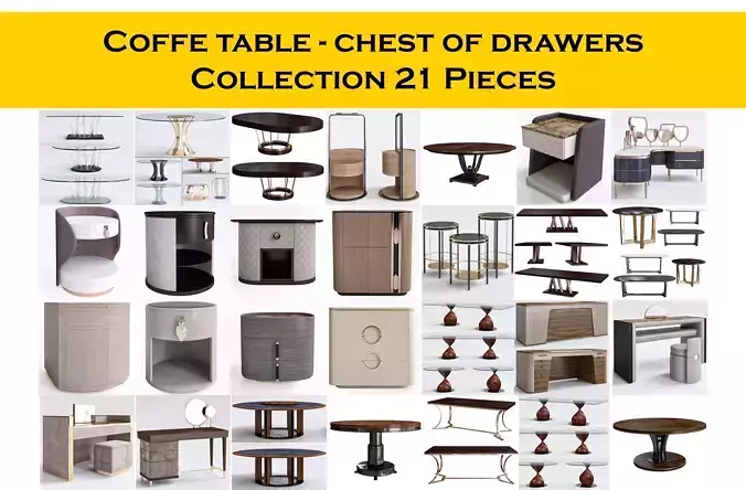 Coffe table - chest of drawers Collection 21 Pieces 3d model