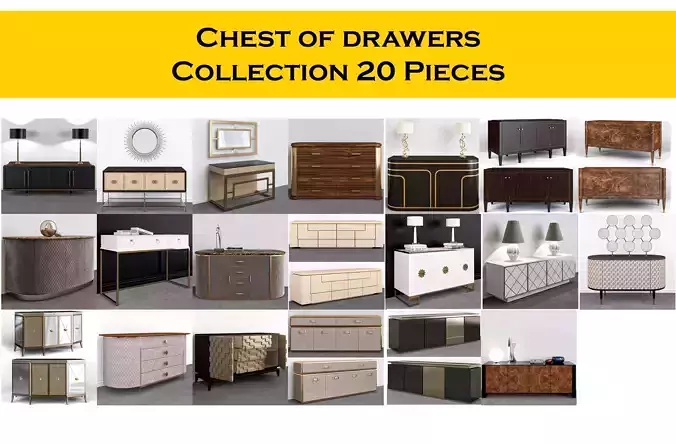 Chest of drawers Collection 20 Pieces 3d model