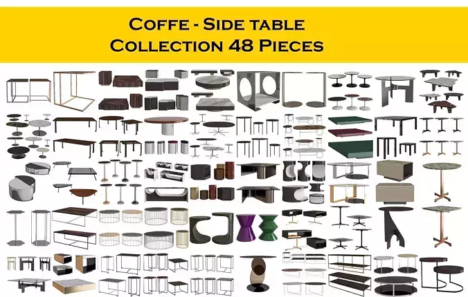 Coffe - Side table Collection 48 Pieces 3d model