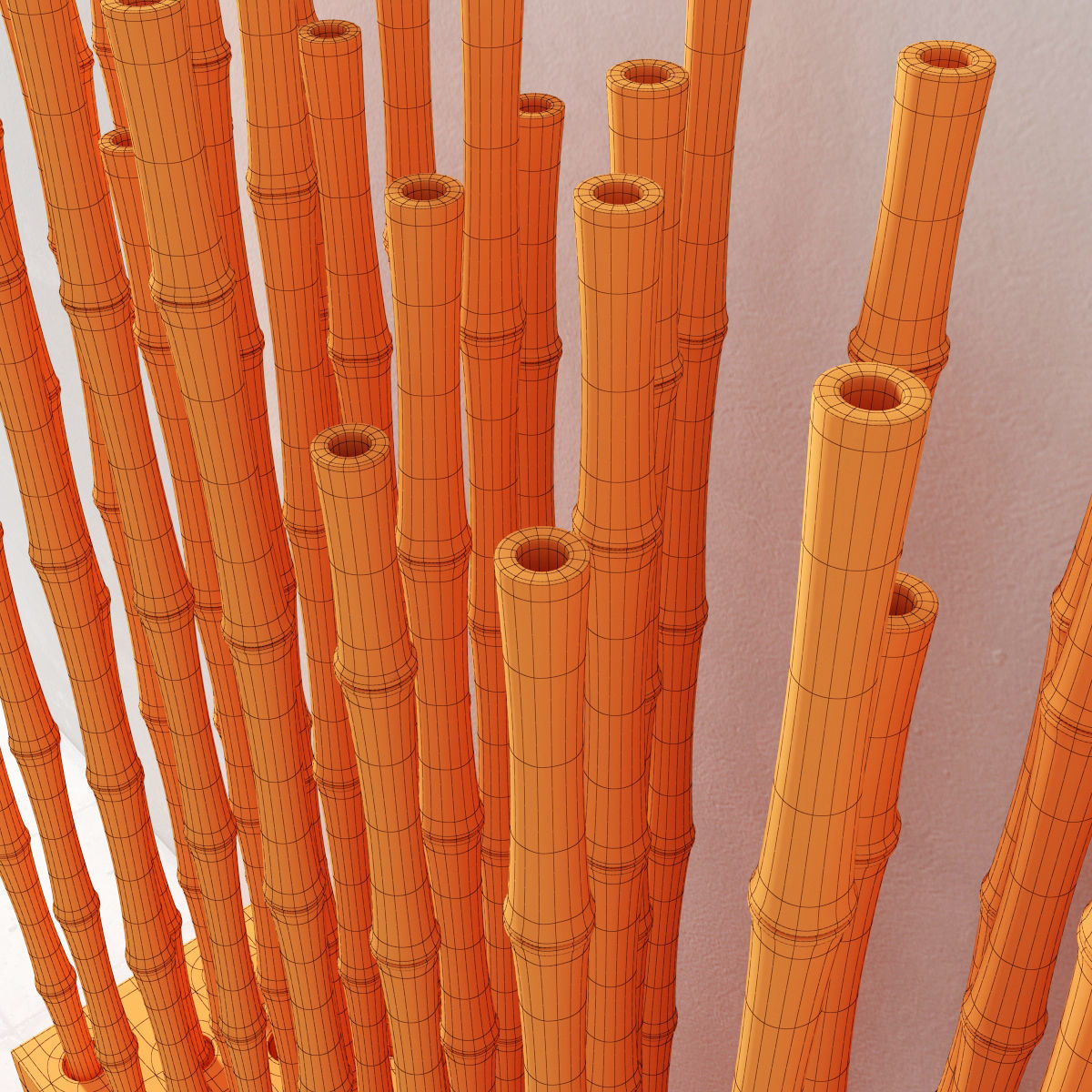 Branch bambood decor concrete fundament 3D model_7