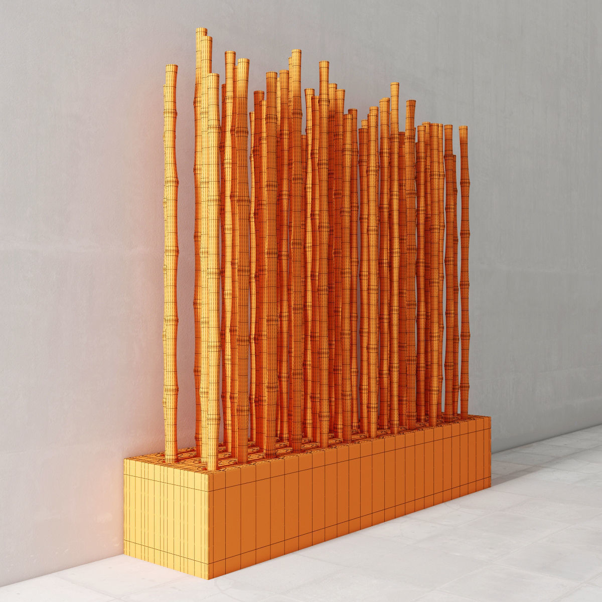 Branch bambood decor concrete fundament 3D model_6