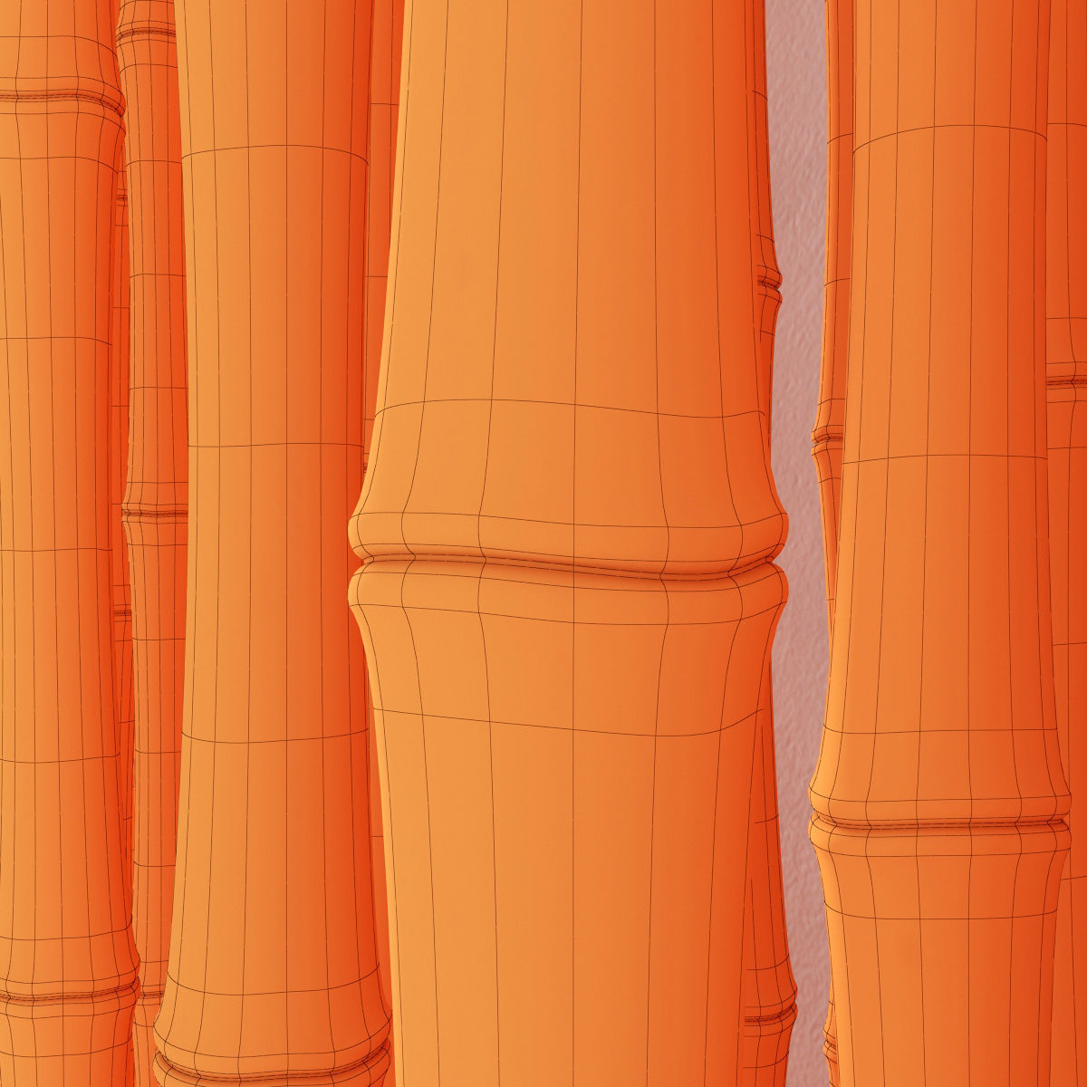 Branch bambood decor concrete fundament 3D model_10