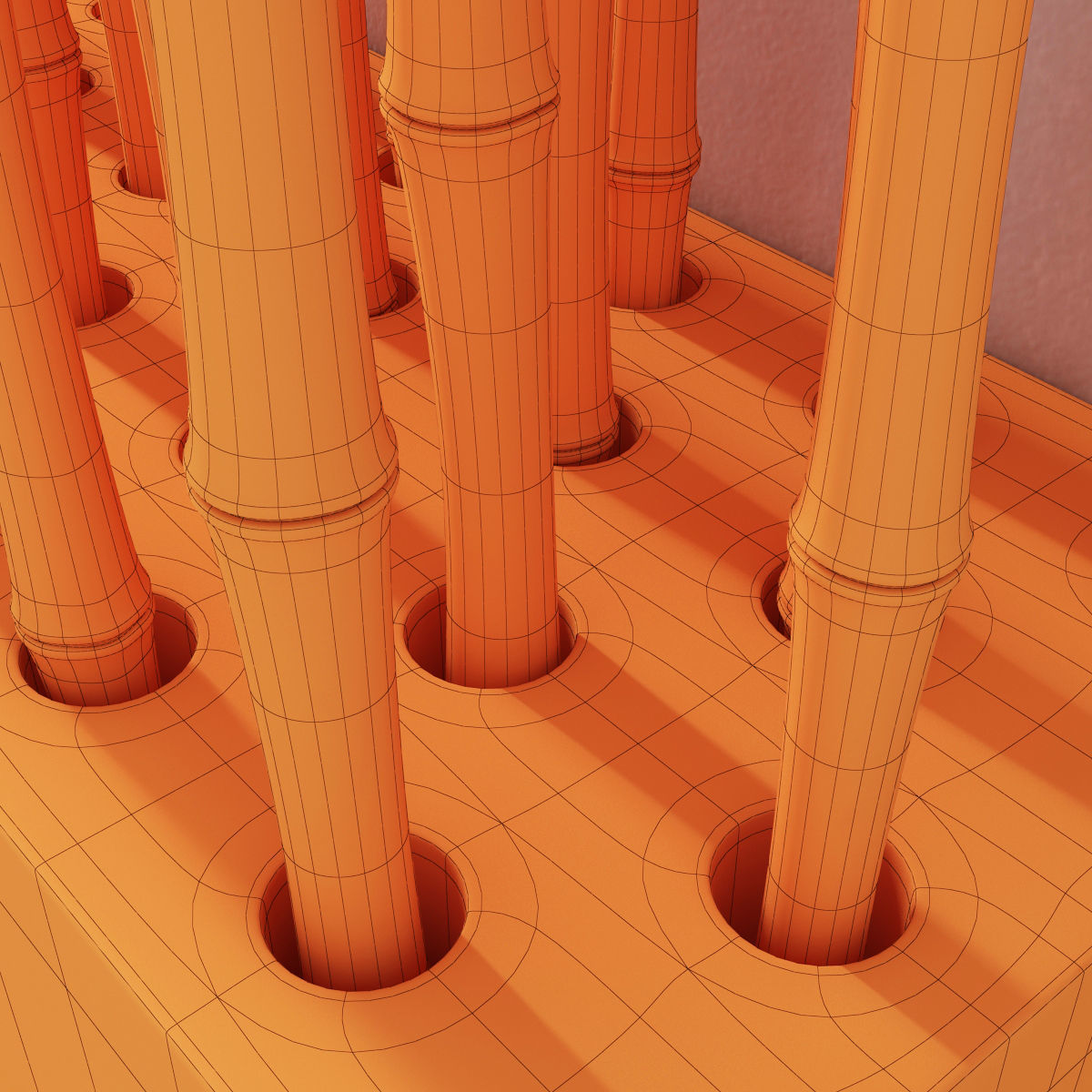 Branch bambood decor concrete fundament 3D model_8