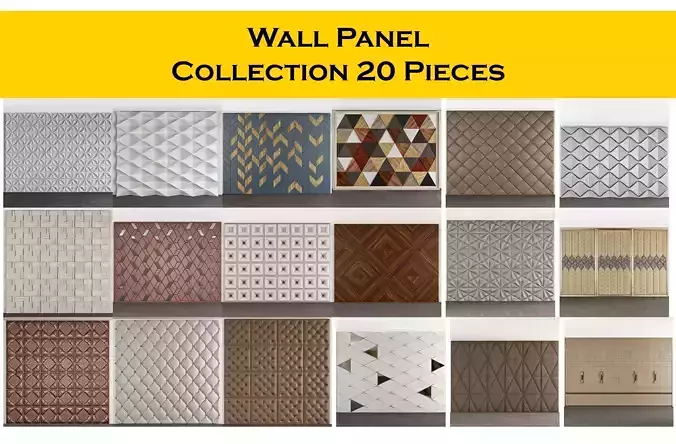 Wall Panel Collection 20 Pieces 3d model