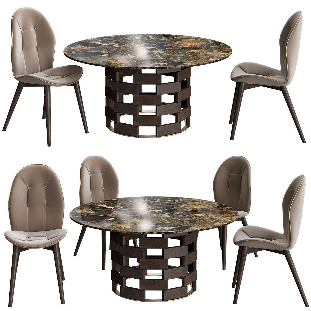 Dinning table Collection 17 Pieces 3d model 3D model_3