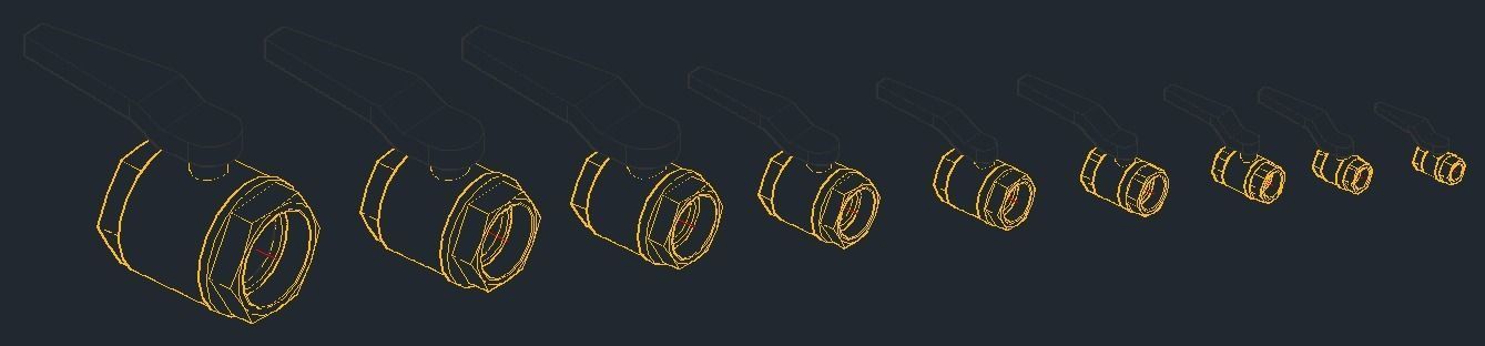 Ball Valve Threaded RB Sizes DN15 to DN100 Low-poly 3D model_2