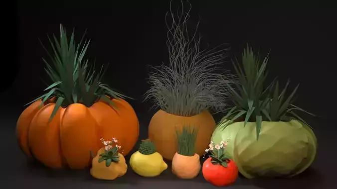 planter set plant in pot 3D print model